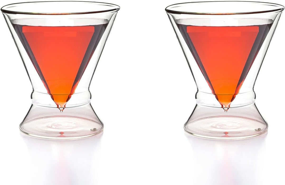 Double - Walled Stemless Martini Glasses - Set of 2/Set of 4 - 8oz - BottleBuzz