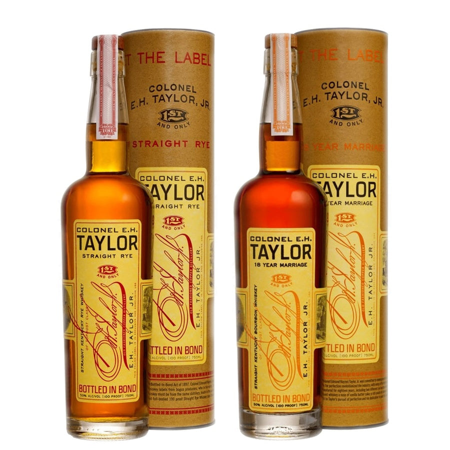 E.H. Taylor Straight Rye Bourbon and E.H. Taylor 18 Year Marriage Bourbon