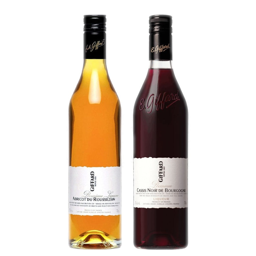 Giffard Abricot du Roussillon Premium Liqueur and Giffard Cassis Noir de Bourgogne Premium Liqueur