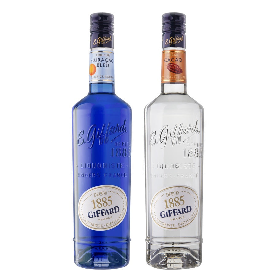 Giffard Blue Curacao and Giffard Cream de Cacao Blanc