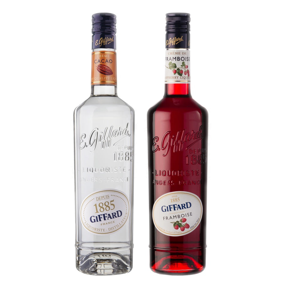 Giffard Cream de Cacao Blanc and Giffard Cream de Framboise Liqueur