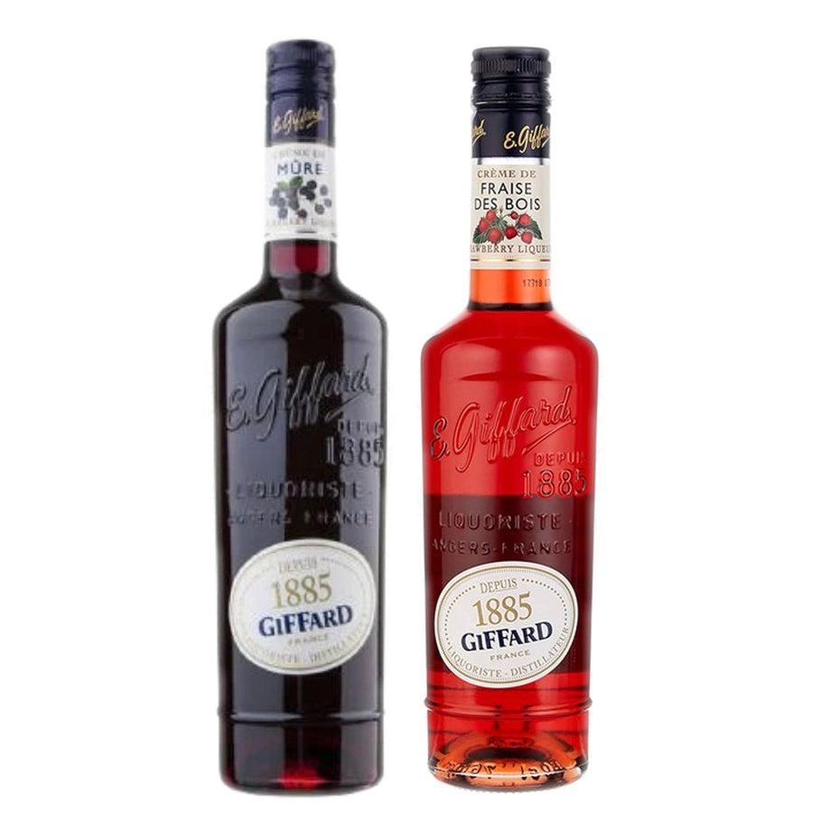 Giffard Cream de Mure Blackberry Liqueur and Giffard Creme de Fraise des Bois Liqueur