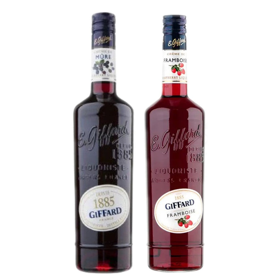 Giffard Cream de Mure Blackberry Liqueur and Giffard Creme de Framboise Liqueur