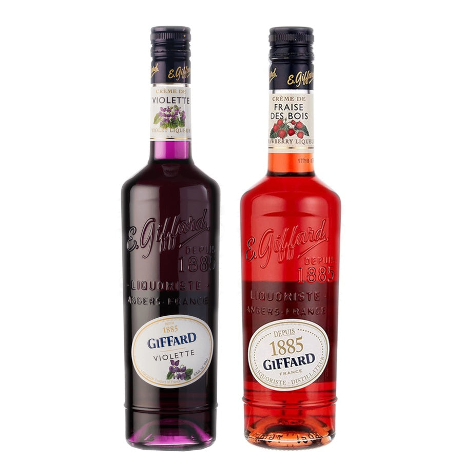Giffard Cream de Violette Liqueur and Giffard Creme de Fraise des Bois Liqueur
