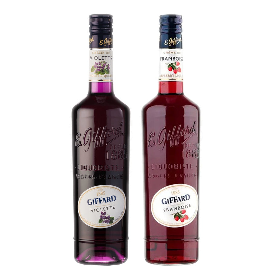 Giffard Cream de Violette Liqueur and Giffard Creme de Framboise Liqueur