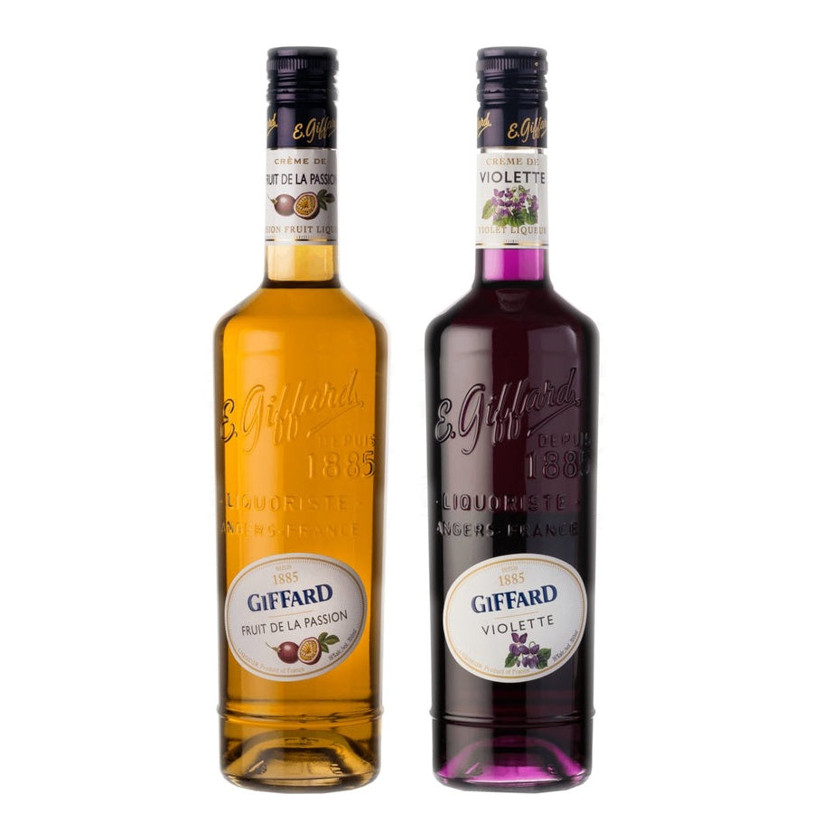 Giffard Creme de Fruit de la Passion Liqueur and Giffard Creme de Violette Liqueur