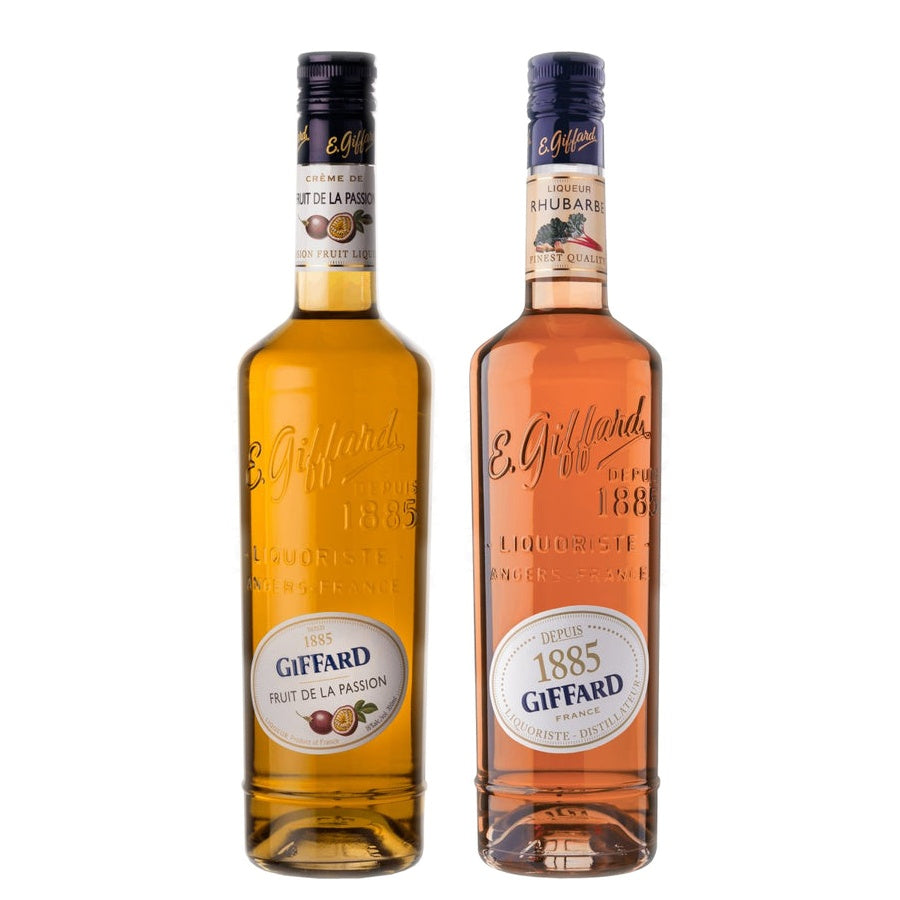 Giffard Creme de Fruit de la Passion Liqueur and Giffard Rhubarbe Liqueur