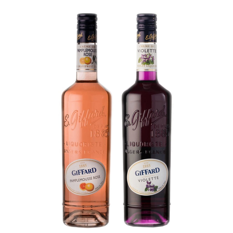 Giffard Creme de Pamplemousse Liqueur and Giffard Creme de Violette Liqueur