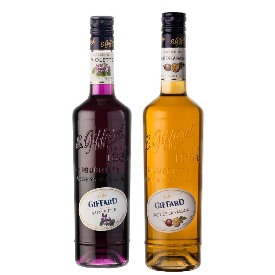 Giffard Creme de Violette Liqueur and Giffard Passion Mango Liqueur
