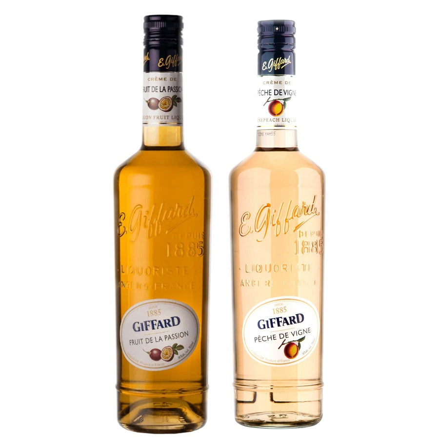 Giffard Passion Mango Liqueur and Giffard Peche de Vigne Liqueur
