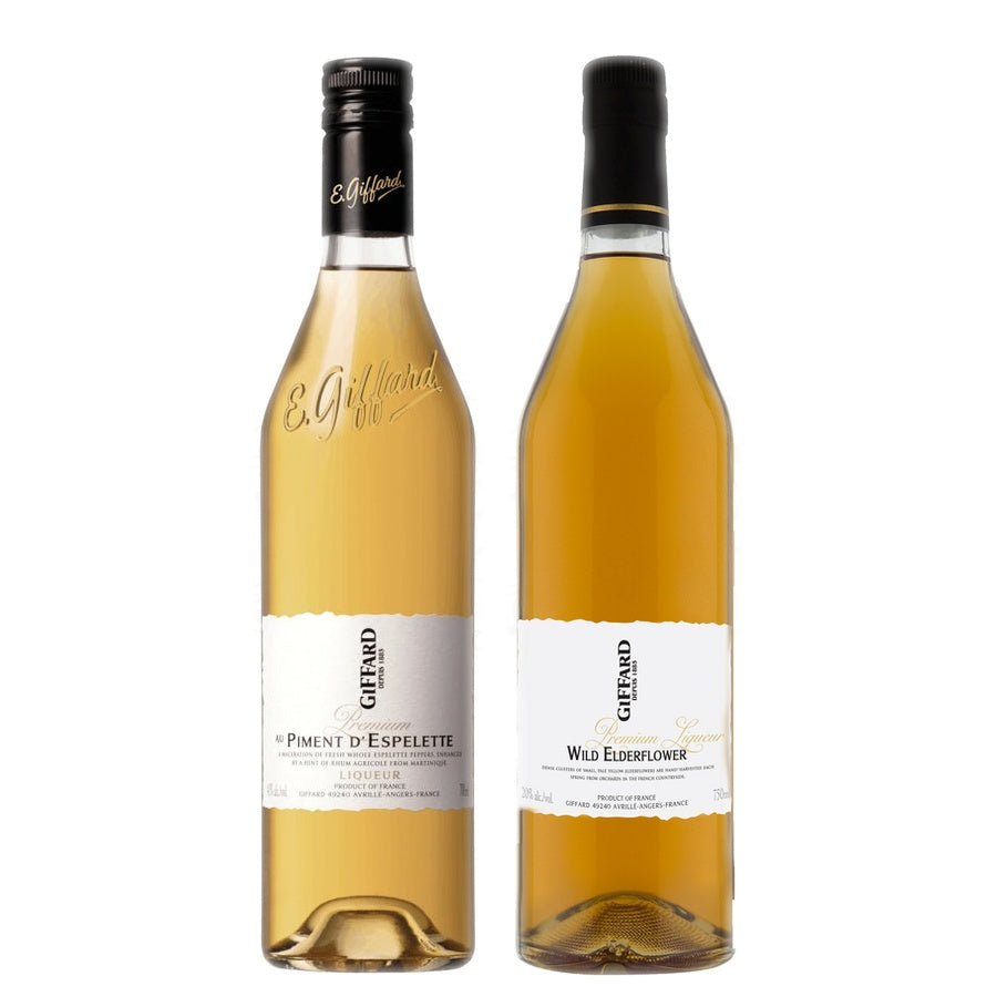 Giffard Piment d'Espelette Premium Liqueur and Giffard Wild Elderflower Liqueur