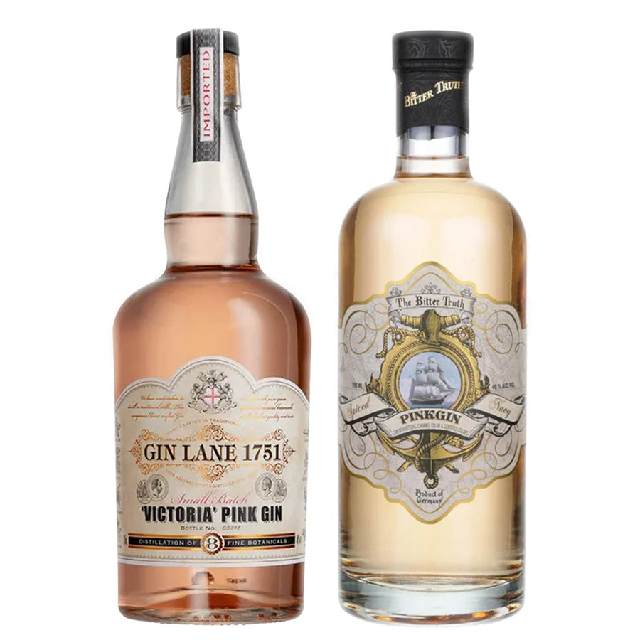 Gin Lane Gin Victoria Pink and The Bitter Truth Pink Gin Spiced Navy