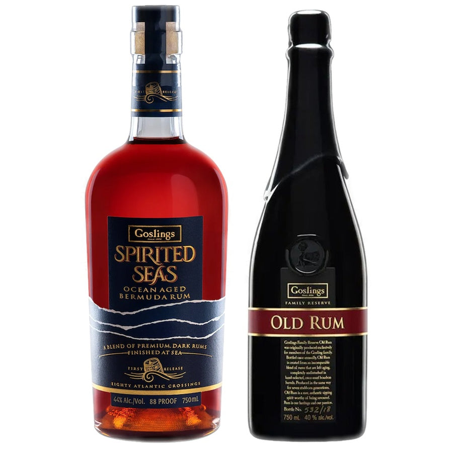 Goslings Ocean Aged Blended Dark Rum Spirited Seas Finished At Sea and Goslings Old Rum Family Reserve