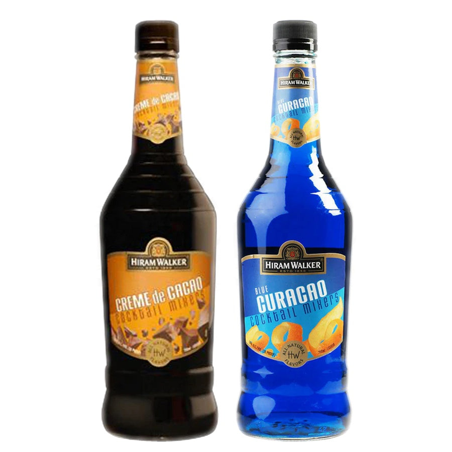 Hiram Walker Creme De Cacao Dark and Hiram Walker Curacao Blue