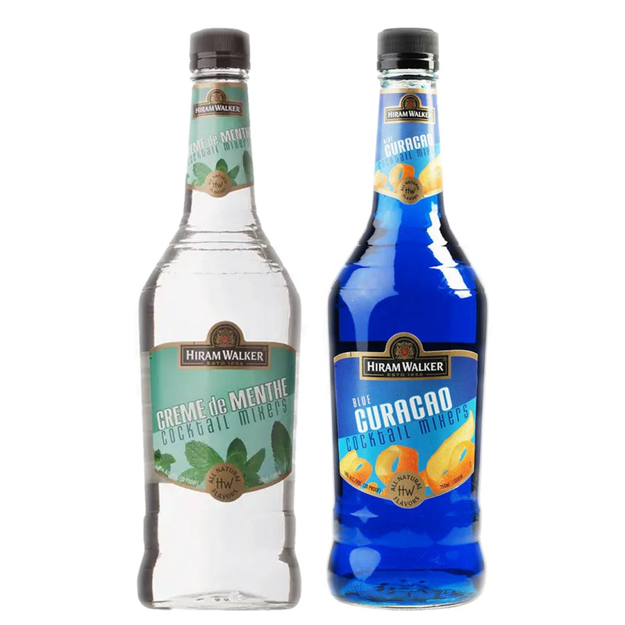 Hiram Walker Creme De Menthe White and Hiram Walker Curacao Blue