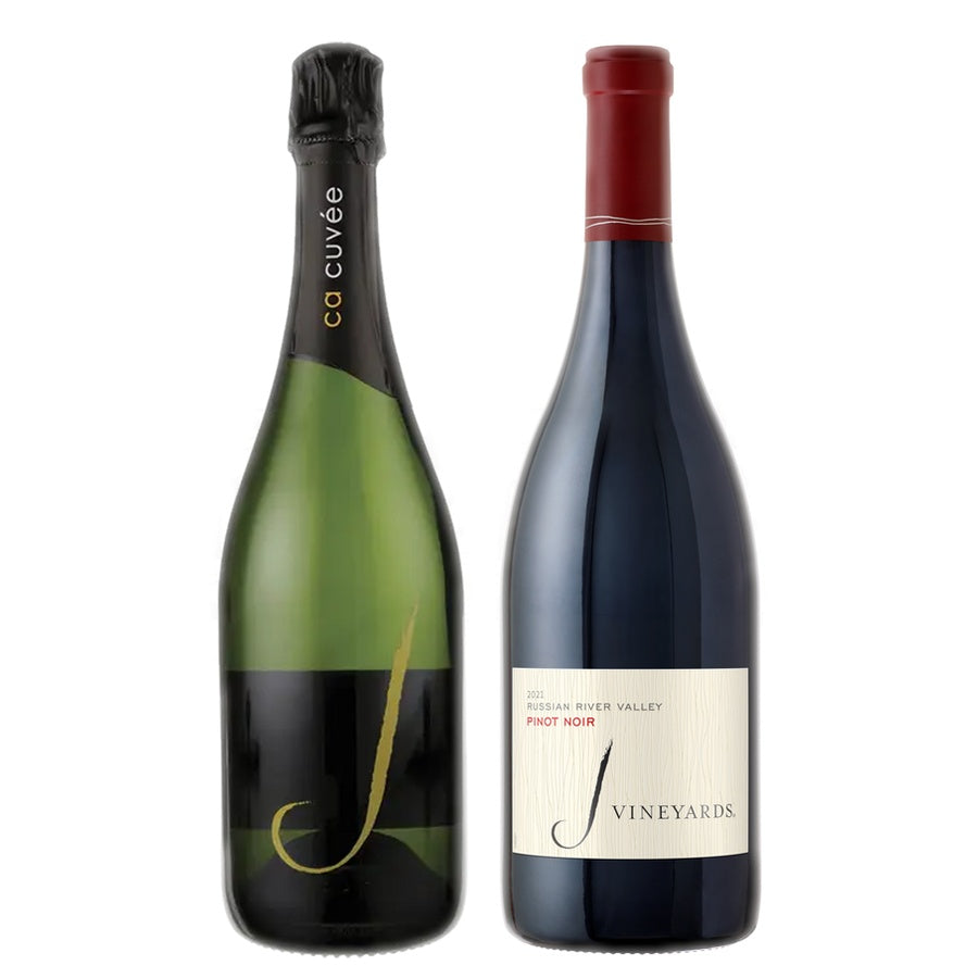 J Vineyards Cuvee Sparkling California and J Vineyards Pinot Noir Estate Russian River Valley Sonoma