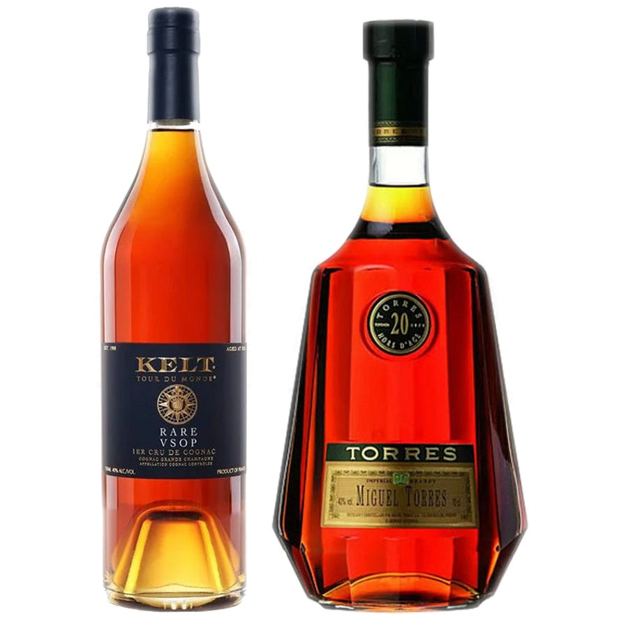 Kelt Tour Monde Cognac VSOP Rare and Torres 20 Year Old Hors d'Age Imperial Brandy