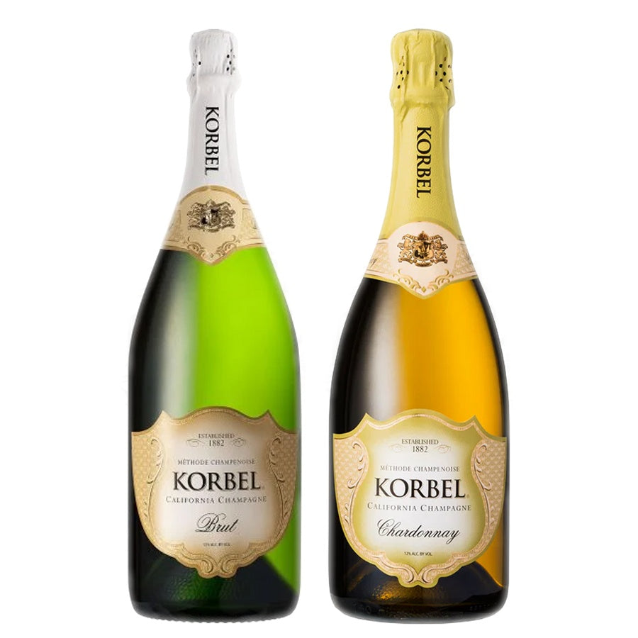 Korbel Brut California Champagne and Korbel Chardonnay Champagne