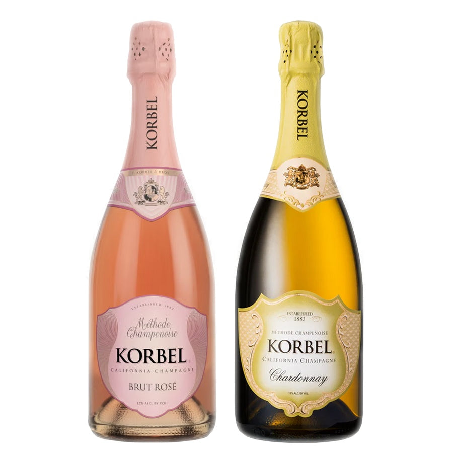 Korbel Brut Rose California Champagne and Korbel Chardonnay Champagne
