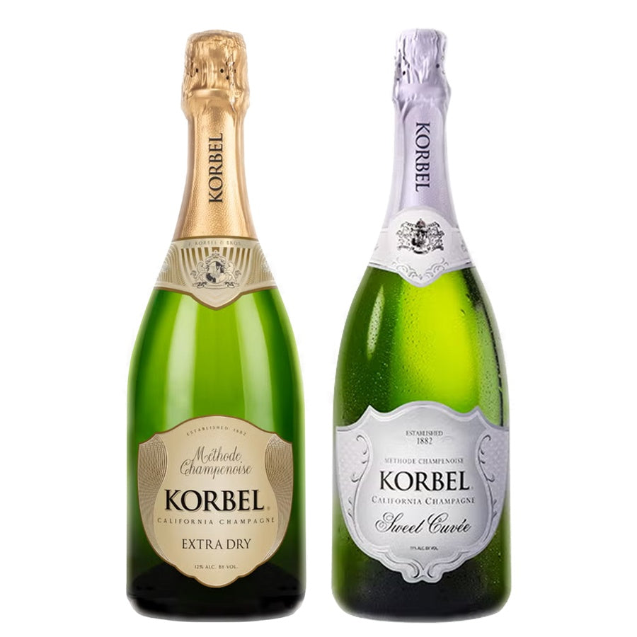 Korbel Extra Dry California Champagne and Korbel Sweet Cuvee California Champagne
