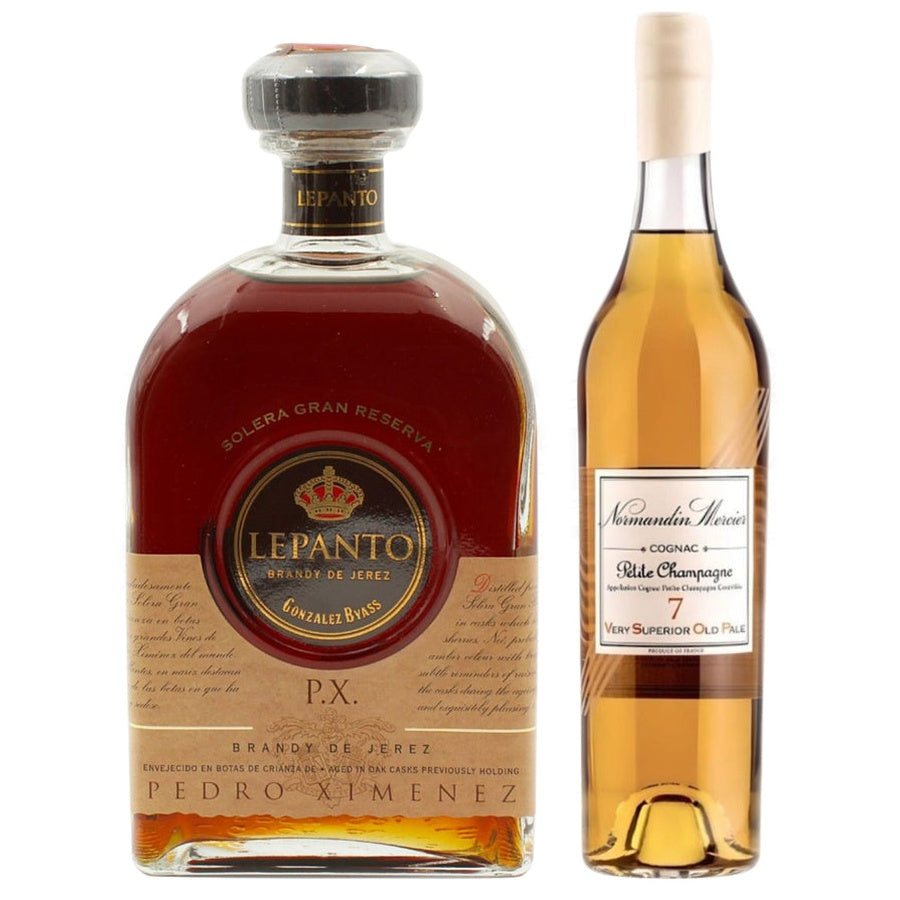 Lepanto Brandy De Jerez Pedro Ximenez Solera Gran Reserva and Normandin Mercier Petite Champagne Cognac Vsop 7 Year
