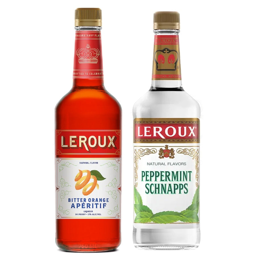 Leroux Bitter Orange Aperitif Liqueur and Leroux Mint Schnapps