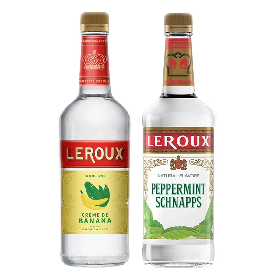 Leroux Creme De Banana and Leroux Mint Schnapps
