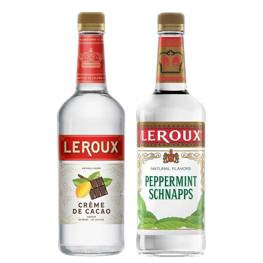 Leroux Creme De Cacao White and Leroux Mint Schnapps