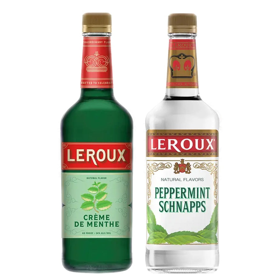 Leroux Creme De Menthe and Leroux Mint Schnapps