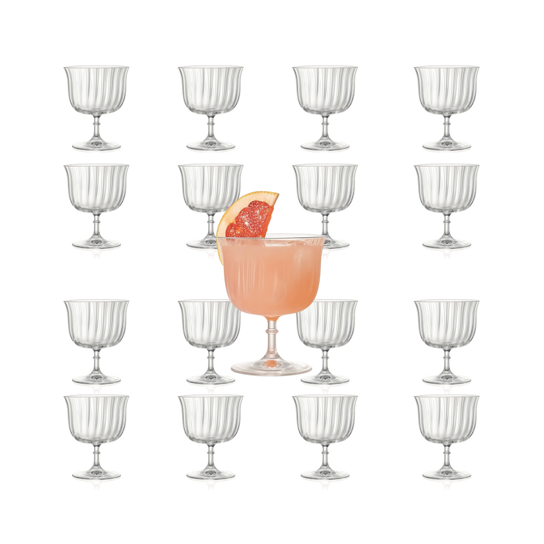 Rims Orient-Coupe Dessert/Paloma Ribbed Martini & Wine Glasses - (Lotus) - Set of 2 (270ml / 9.25oz)