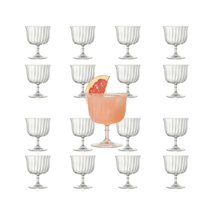 Rims Orient-Coupe Dessert/Paloma Ribbed Martini & Wine Glasses - (Lotus) - Set of 2 (270ml / 9.25oz)