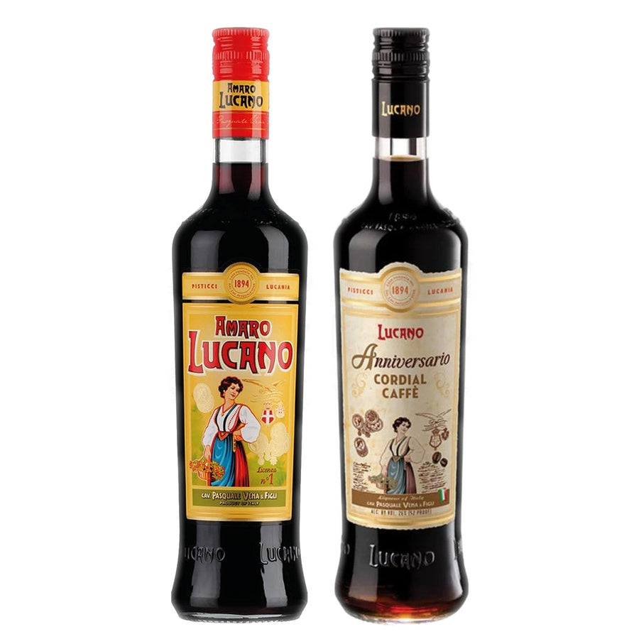 Lucano Amaro Liqueur and Lucano Cordial Caffe Anniversario Liqueur