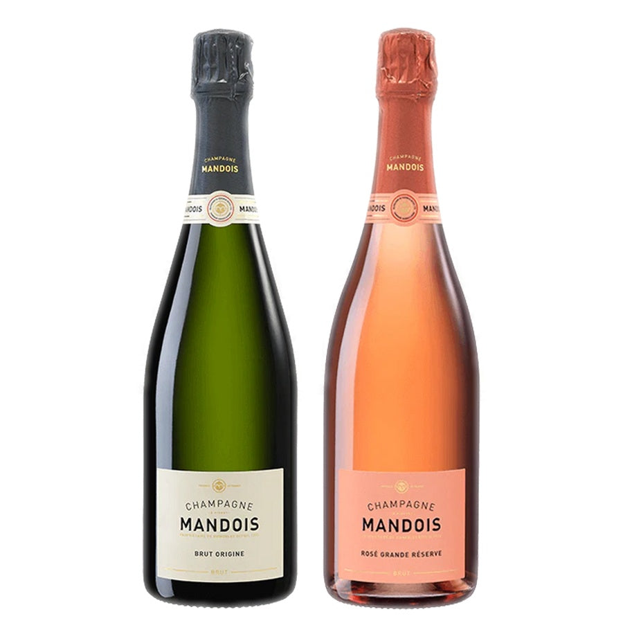 Mandois Champagne Brut Origine and Mandois Champagne Rose Grande Reserve