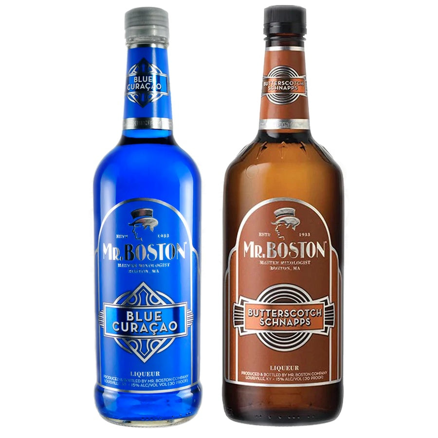 Mr. Boston Blue Curacao and Mr. Boston Butterscotch Schnapps