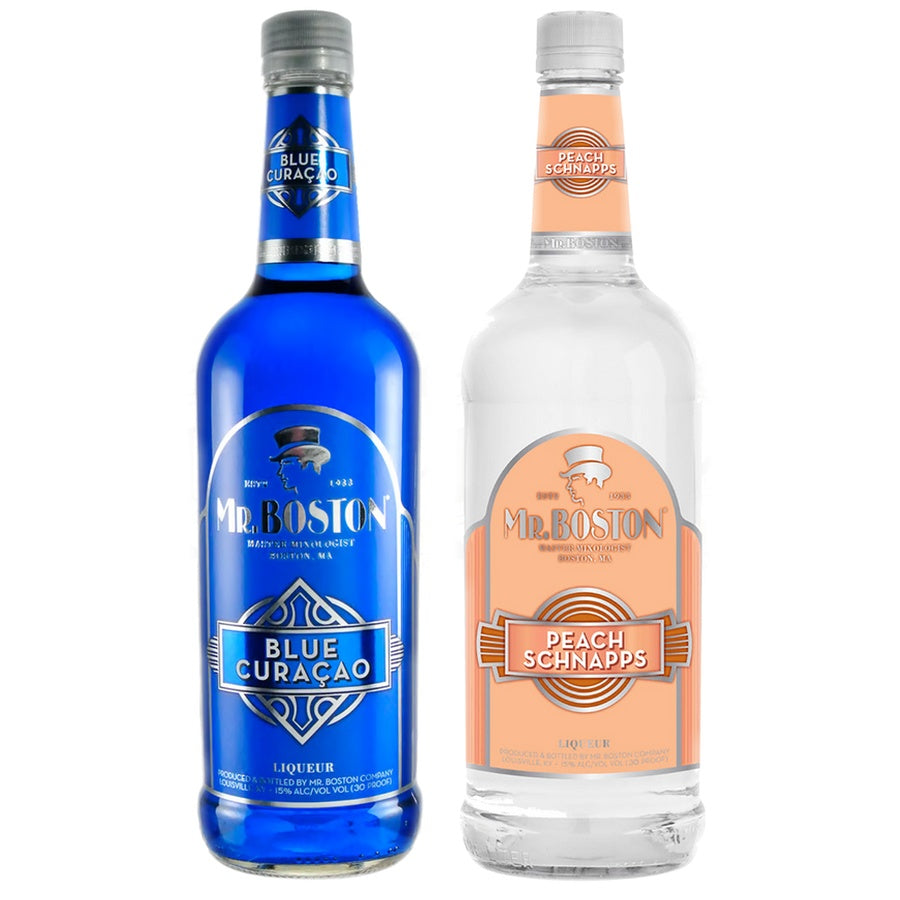 Mr. Boston Blue Curacao and Mr. Boston Peach Schnapps