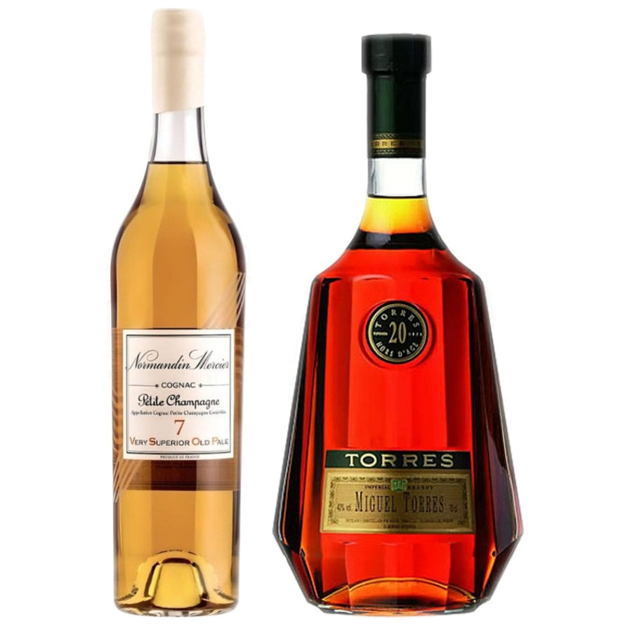 Normandin Mercier Petite Champagne Cognac Vsop 7 Year and Torres 20 Year Old Hors d'Age Imperial Brandy