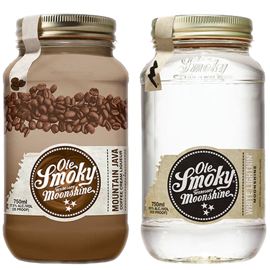 Ole Smoky Mountain Java Cream Liqueur and Ole Smoky White Lightnin' Moonshine