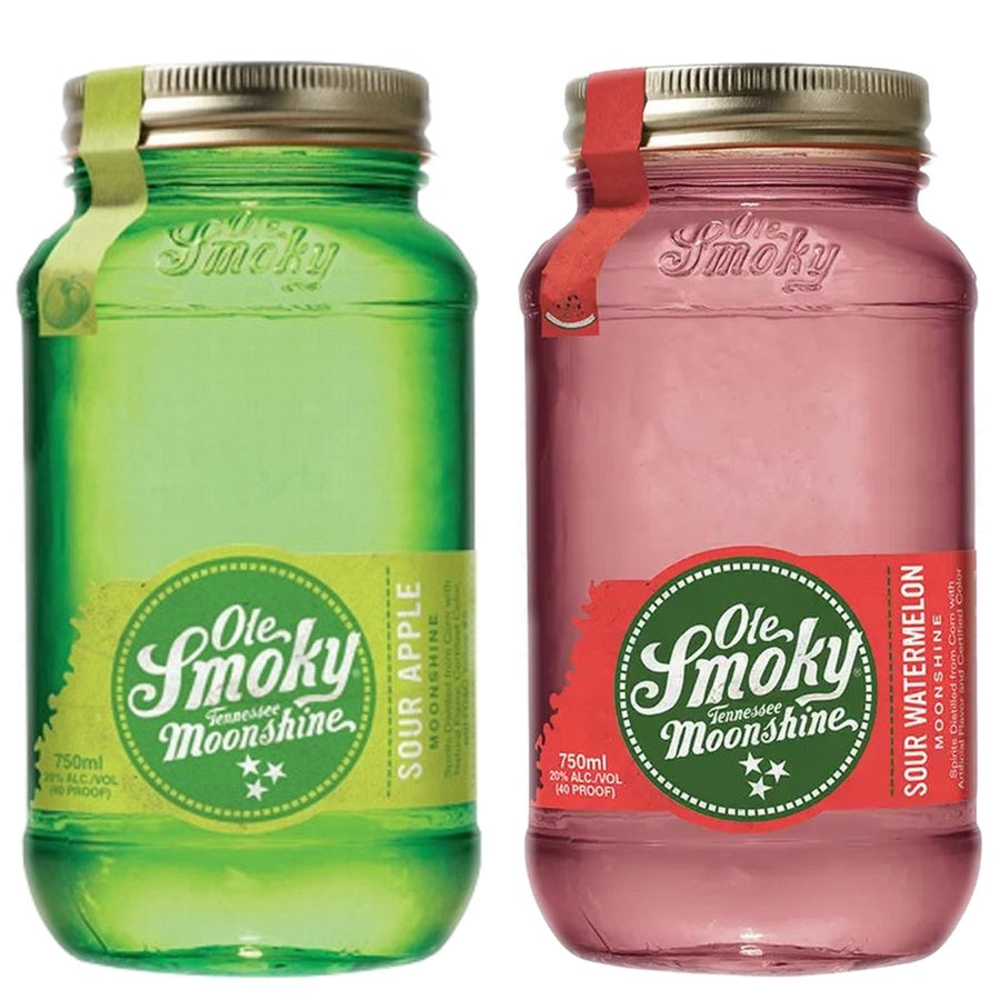 Ole Smoky Sour Apple Moonshine and Ole Smoky Sour Watermelon Moonshine