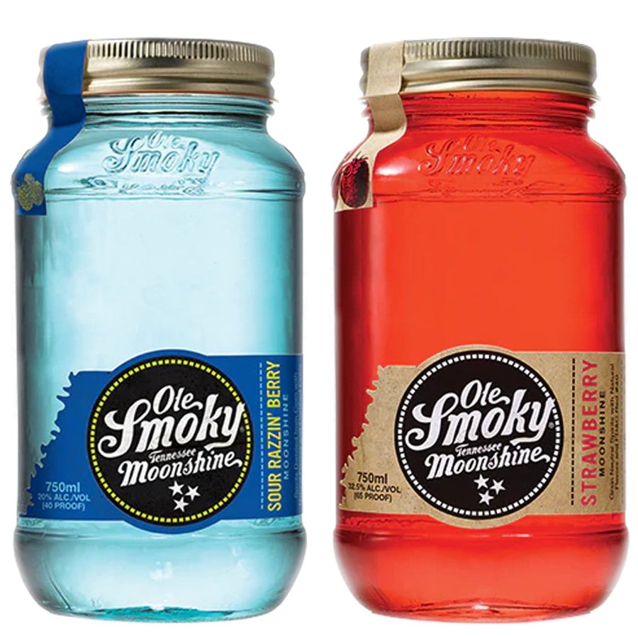 Ole Smoky Sour Razzin' Berry Moonshine and Ole Smoky Strawberry Moonshine
