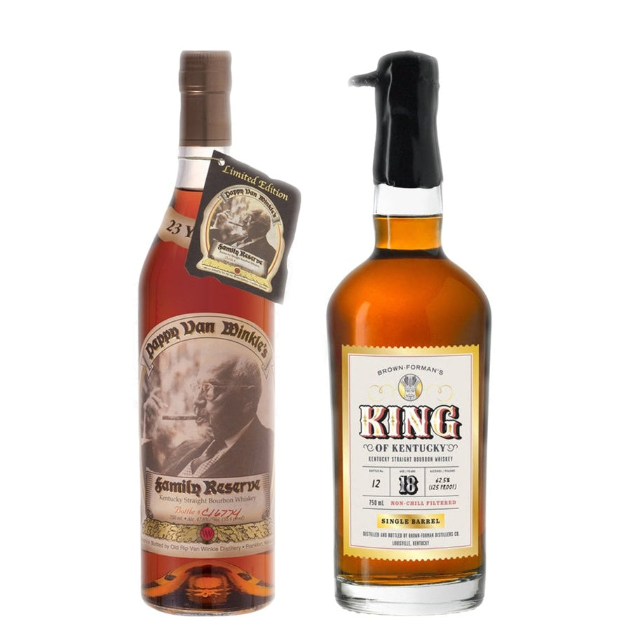 Pappy Van Winkle 23 Year Bourbon and 2022 18 YR King of Kentucky Old Forester