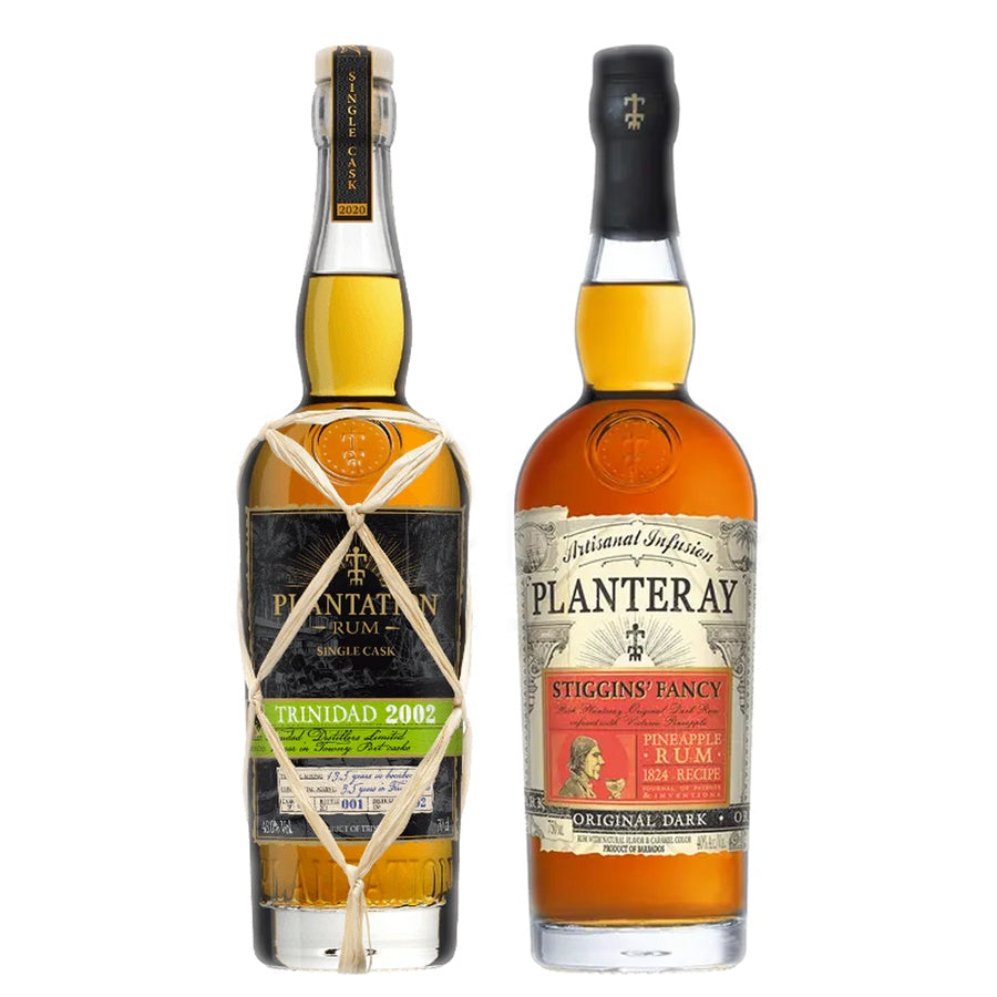 Planteray Gold Rum Single Cask 12 Yr and Planteray Pineapple Flavored Rum Stiggins Fancy