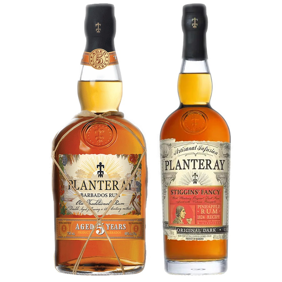 Planteray Gold Rum Single Cask 5 Yr and Planteray Pineapple Flavored Rum Stiggins Fancy