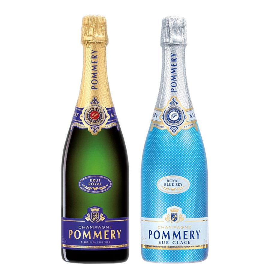 Pommery Champagne Brut Royal and Pommery Champagne Dry Royal Blue Sky Sur Glace