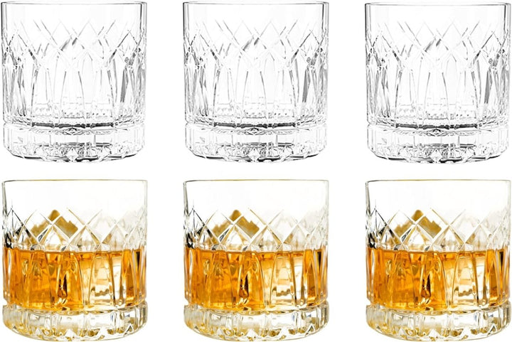 Premium Double Rocks Whiskey Glasses - Set of 6 Cocktail Glasses - 12oz - BottleBuzz