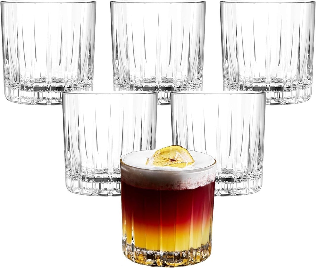 Premium Double Rocks Whiskey Glasses - Set of 6 Cocktail Glasses - 12oz - BottleBuzz