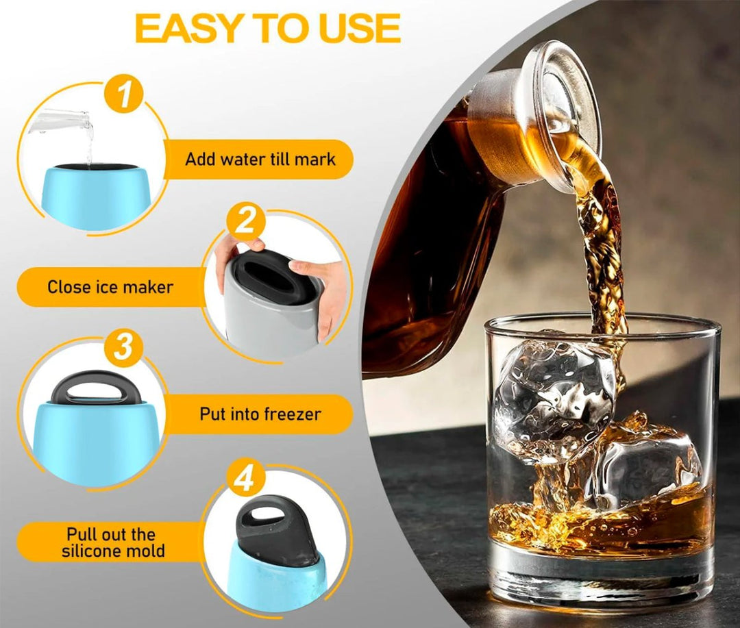 Premium Round Sphere Ice - Cube Mold Maker - 2 Crystal Clear Ice Cubes - BottleBuzz