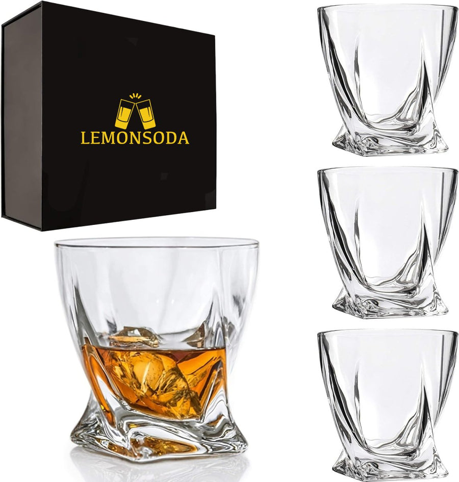 Premium Twisted Whiskey Glasses Set of 4 (10oz) - BottleBuzz