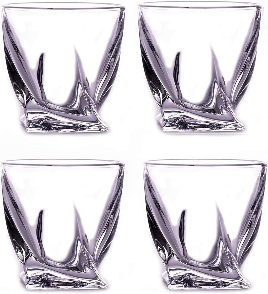 Premium Twisted Whiskey Glasses Set of 4 (10oz) - BottleBuzz