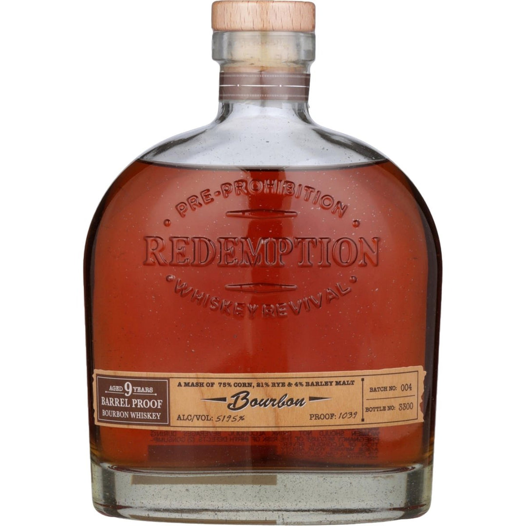 Redemption Straight Bourbon Barrel Proof 9 Year Whiskey - BottleBuzz