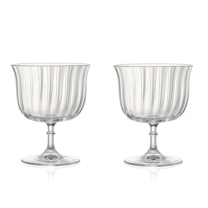 Rims Orient - Coupe Dessert/Paloma Ribbed Martini & Wine Glasses - (Lotus) - Set of 2 (270ml / 9.25oz) - BottleBuzz